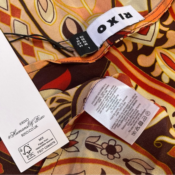 NWT RIXO Kamilla Cutout Halterneck Silk Floral Midi Maxi Dress Size L - Picture 9 of 16